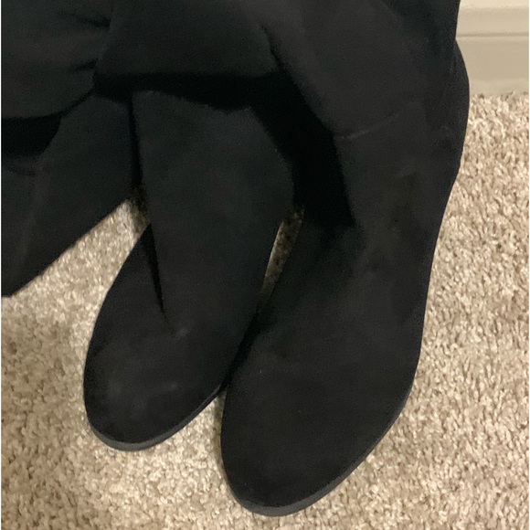 Black Suede Over The Knee Chunky Heel Boots 8.5 - Picture 7 of 9